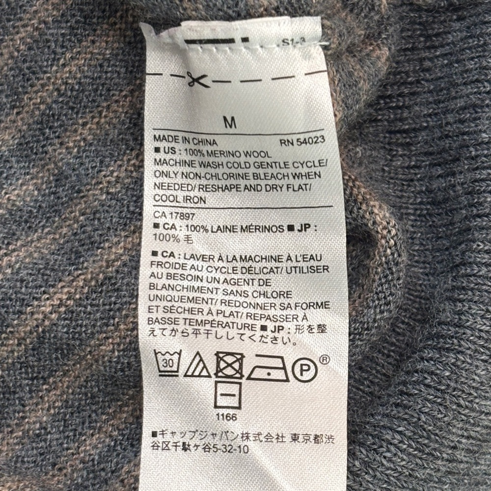Banana Republic Women's Gray Striped V-Neck Sweater Medium 100% Merino Wool - Picture 6 of 7